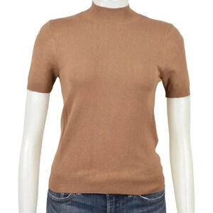 Simons Twik Short Sleeve Mockneck Sweater Brown Viscose Size Small